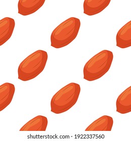 Illustration on theme big pattern identical types peanut, nut equal size. Peanut pattern consisting of natural nut for colored print on wallpaper. Abstract colorful pattern from many yummy nut peanut.