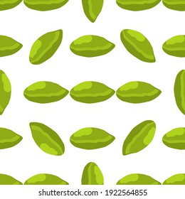 Illustration on theme big pattern identical types pistachio, nut equal size. Pistachio pattern consisting of fresh nut for colored print on wallpaper. Abstract colorful pattern from many nut pistachio