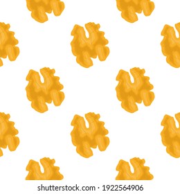 Illustration on theme big pattern identical types walnut, nut equal size. Walnut pattern consisting of natural nut for colored print on wallpaper. Abstract colorful pattern from many yummy nut walnut.