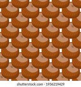 Illustration on theme big pattern identical types hazelnut, nut equal size. Hazelnut pattern consisting of natural nut for colored print on wallpaper. Abstract colorful pattern from many nut hazelnut.