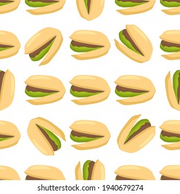 Illustration on theme big pattern identical types pistachio, nut equal size. Pistachio pattern consisting of fresh nut for colored print on wallpaper. Abstract colorful pattern from many nut pistachio