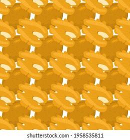 Illustration zum Thema große Muster identische Typen Walnuss, Nuss gleich Größe. Walnussmuster, bestehend aus einer natürlichen Nuss für den farbigen Druck auf Tapeten. Abstraktes bunter Muster aus vielen Edelnussnuss.