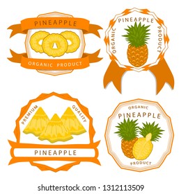 Illustration on theme big set different types pineapple, green stem, ananas various size. Pineapple pattern consisting of collection meal ananas for organic beverage. Menu pineapple is yummy ananas.