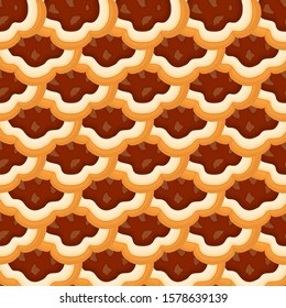 Illustration on theme big set identical biscuit, kit colorful pastry cookie. Cookie consisting of collectible natural tasty food biscuit, pastry accessory. Eat fresh pastry biscuit from same cookie.