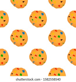 Illustration on theme big set identical biscuit, kit colorful pastry cookie. Cookie consisting of collectible natural tasty food biscuit, pastry accessory. Eat fresh pastry biscuit from same cookie.