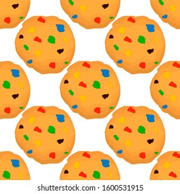 Illustration on theme big set identical biscuit, kit colorful pastry cookie. Cookie consisting of collectible natural tasty food biscuit, pastry accessory. Eat fresh pastry biscuit from same cookie.