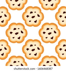 Illustration on theme big set identical biscuit, kit colorful pastry cookie. Cookie consisting of collectible natural tasty food biscuit, pastry accessory. Eat fresh pastry biscuit from same cookie.