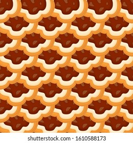 Illustration on theme big set identical biscuit, kit colorful pastry cookie. Cookie consisting of collectible natural tasty food biscuit, pastry accessory. Eat fresh pastry biscuit from same cookie.