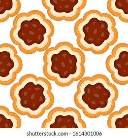 Illustration on theme big set identical biscuit, kit colorful pastry cookie. Cookie consisting of collectible natural tasty food biscuit, pastry accessory. Eat fresh pastry biscuit from same cookie.