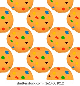 Illustration on theme big set identical biscuit, kit colorful pastry cookie. Cookie consisting of collectible natural tasty food biscuit, pastry accessory. Eat fresh pastry biscuit from same cookie.