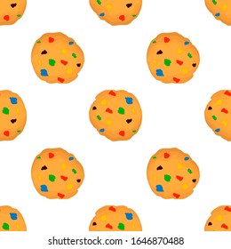 Illustration zum Thema große Set identische Kekse, Kit bunten Gebäck Cookie. Keks bestehend aus Sammelkost, Naturkuchen, Gebäck-Accessoire. Iss frisches Gebäck aus demselben Keks.