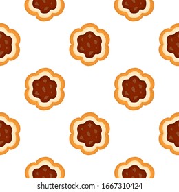 Illustration on theme big set identical biscuit, kit colorful pastry cookie. Cookie consisting of collectible natural tasty food biscuit, pastry accessory. Eat fresh pastry biscuit from same cookie.