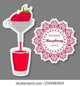 Illustration on theme big set different types juice raspberry in glass cup, juice raspberry pattern consisting of collection organic beverage to glass cup, bright glass cup with tasty raspberry juice