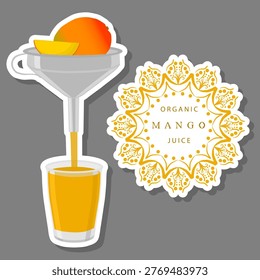 Illustration on theme big set different types juice mango in glass cup, juice mango pattern consisting of collection organic beverage to glass cup, bright glass cup with tasty mango juice