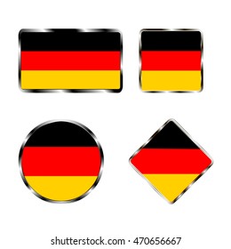illustration on theme big set icons of flag country Germany closeup on white background. Germany pattern consisting of kit labels for map geography european republic. Colorful symbol Germany.