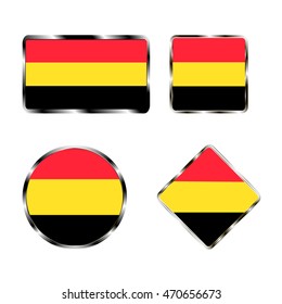 illustration on theme big set icons of flag country Belgium closeup on white background. Belgium pattern consisting of kit labels for map geography european republic. Colorful symbol Belgium.
