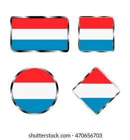 illustration on theme big set icons of flag country Luxembourg closeup on white background. Luxembourg pattern consisting of kit labels for map geography European republic. Colorful symbol Luxembourg.