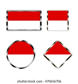 illustration on theme big set icons of flag country Monaco closeup on white background. Monaco pattern consisting of kit labels for map geography European republic. Colorful symbol Monaco.