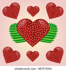 Illustration on theme big set beautiful red hearts in shape love, red hearts consisting of excellent shape love for celebration holiday happy St.Valentine's day, red hearts is shape love on background