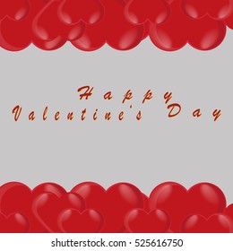 Illustration on theme big set beautiful red hearts in shape love, red hearts consisting of excellent shape love for celebration holiday happy St.Valentine's day, red hearts is shape love on background