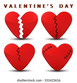 Illustration on theme big set beautiful red hearts in shape love, red hearts consisting of excellent shape love for celebration holiday happy St.Valentine's day, red hearts is shape love on background