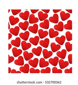 Illustration on theme big set beautiful red hearts in shape love, red hearts consisting of excellent shape love for celebration holiday happy St.Valentine's day, red hearts is shape love on background