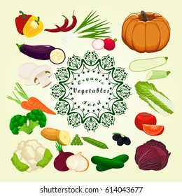 Illustration on theme big set different types vegetables, zucchini and other isolated on white background. Vegetable pattern consisting of raw green zucchini. Eat fresh vegetable zucchini to health.