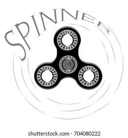 Illustration on theme big set different types spinner, flying toy kid fidget. Spinner pattern consisting of sports anti stress triangular toy, symbol baby fidget. Play in boy toys spinners fidgets.
