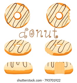 Illustration on theme big set different types sticky donuts, sweet doughnuts various size, donut pattern consisting of collection organic doughnuts from sticky pastry, sticky donuts is yummy doughnuts