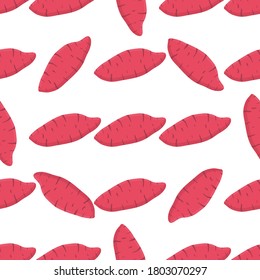 Illustration on theme of bright pattern sweet potato, vegetable yam for seal. Vegetable pattern consisting of beautiful sweet potato, many yam. Simple colorful vegetable pattern from yam sweet potato.