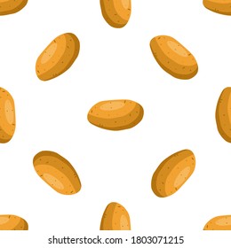 Illustration on theme of bright pattern brown potato, vegetable batat for seal. Vegetable pattern consisting of beautiful potato, many batat. Simple colorful vegetable pattern from batat dark potato.
