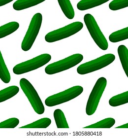 Illustration on theme of bright pattern green cucumber, vegetable plant for seal. Vegetable pattern consisting of beautiful cucumber, many plant. Simple colorful vegetable pattern from plant cucumber.