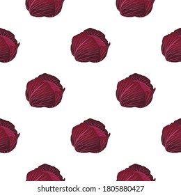 Illustration on theme of bright pattern cabbage, vegetable lettuce for seal. Vegetable pattern consisting of beautiful cabbage, many lettuce. Simple colorful vegetable pattern from lettuce cabbage.