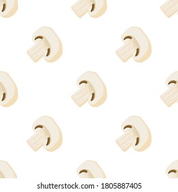 Illustration on theme of bright pattern mushroom, vegetable champignon for seal. Vegetable pattern consisting of beautiful mushroom, many champignon. Simple vegetable pattern from champignon mushroom.