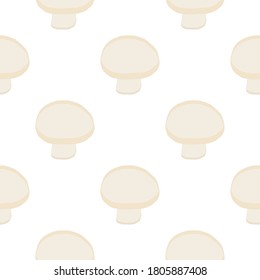Illustration on theme of bright pattern mushroom, vegetable champignon for seal. Vegetable pattern consisting of beautiful mushroom, many champignon. Simple vegetable pattern from champignon mushroom.