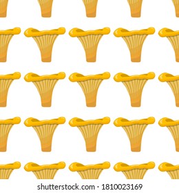 Illustration on theme bright pattern mushroom, vegetable chanterelle for seal. Vegetable pattern consisting of beautiful mushroom, many chanterelle. Simple vegetable pattern from chanterelle mushroom.