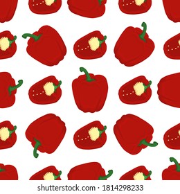 Illustration on theme of bright pattern bell pepper, vegetable capsicum for seal. Vegetable pattern of beautiful bell pepper, many capsicum. Simple colorful vegetable pattern from capsicum bell pepper