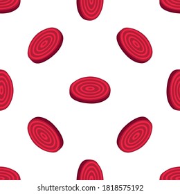 Illustration on theme of bright pattern sugar beet, vegetable root for seal. Vegetable pattern consisting of beautiful beet, many sugar root. Simple colorful vegetable pattern from root sugar beet.