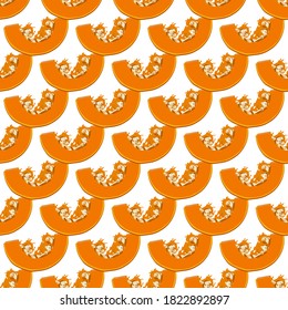 Illustration on theme of bright pattern yellow pumpkin, vegetable gourd for seal. Vegetable pattern consisting of beautiful pumpkin, many gourd. Simple colorful vegetable pattern from gourd pumpkin.
