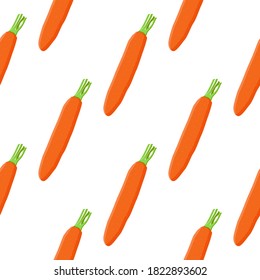 Illustration on theme of bright pattern yellow carrot, vegetable root for seal. Vegetable pattern consisting of beautiful carrot, many plant root. Simple colorful vegetable pattern from root carrot.