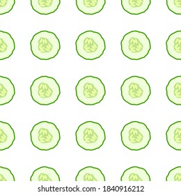 Illustration on theme of bright pattern green cucumber, vegetable plant for seal. Vegetable pattern consisting of beautiful cucumber, many plant. Simple colorful vegetable pattern from plant cucumber.