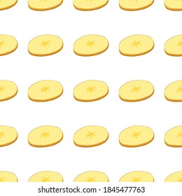 Illustration on theme of bright pattern brown potato, vegetable batat for seal. Vegetable pattern consisting of beautiful potato, many batat. Simple colorful vegetable pattern from batat dark potato.