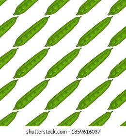 Illustration on theme of bright pattern green peas, vegetable pod for seal. Vegetable pattern consisting of beautiful green peas, many light pod. Simple colorful vegetable pattern from pod green peas.