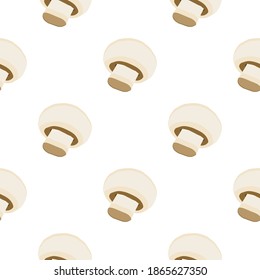 Illustration on theme of bright pattern mushroom, vegetable champignon for seal. Vegetable pattern consisting of beautiful mushroom, many champignon. Simple vegetable pattern from champignon mushroom.