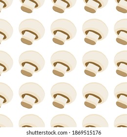 Illustration on theme of bright pattern mushroom, vegetable champignon for seal. Vegetable pattern consisting of beautiful mushroom, many champignon. Simple vegetable pattern from champignon mushroom.