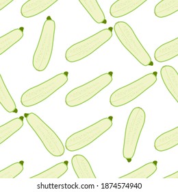 Illustration on theme of bright pattern zucchini, vegetable squash for seal. Vegetable pattern consisting of beautiful zucchini, many squash. Simple colorful vegetable pattern from squash zucchini.