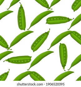 Illustration on theme of bright pattern green peas, vegetable pod for seal. Vegetable pattern consisting of beautiful green peas, many light pod. Simple colorful vegetable pattern from pod green peas.