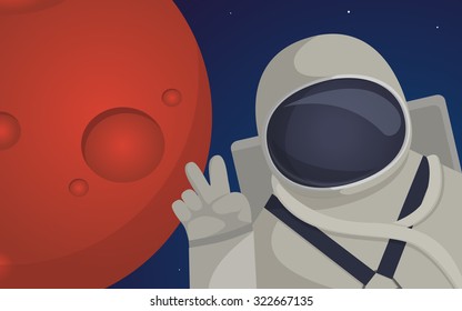 Illustration on theme of colonization of planet Mars mission