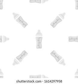 Illustration on theme colored kit baby milk in clear bottle with rubber pacifier. Baby milk bottle consisting of collection to newborn, good pacifier. Pacifier in milk bottle it baby care equipment.