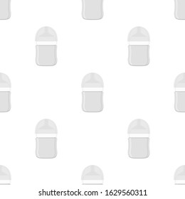 Illustration on theme colored kit baby milk in clear bottle with rubber pacifier. Baby milk bottle consisting of collection to newborn, good pacifier. Pacifier in milk bottle it baby care equipment.